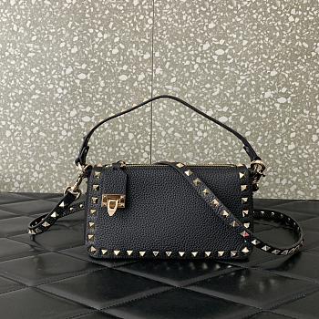 Kitlife Valentino Garavani Rockstud Leather Shoulder Bag Black - 19x13x7cm