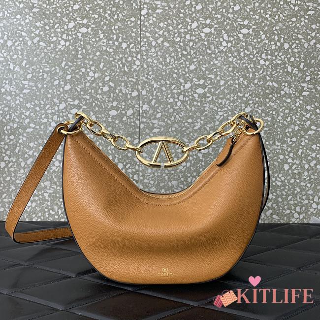 Kitlife VALENTINO GARAVANI VLogo Moon Shoulder Bag brown - 29x23x11cm - 1