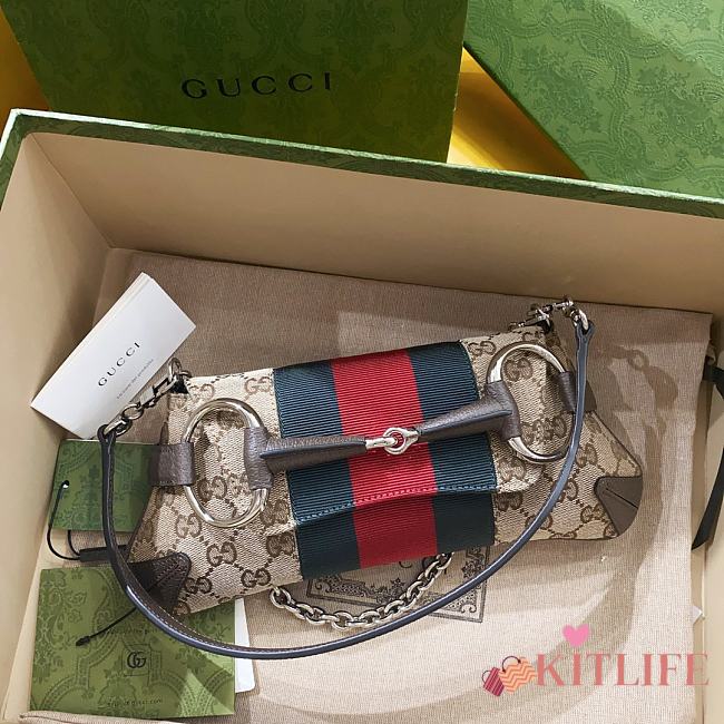 Kitlife GUCCI Horsebit Small GG canvas shoulder bag -27x11x5cm - 1