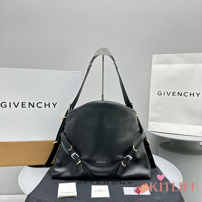 Kitlife Givenchy Voyou medium leather shoulder bag black - 37x32x6.5 cm - 1