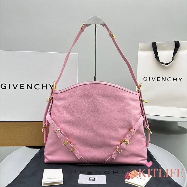 Kitlife Givenchy Voyou medium leather shoulder bag pink - 37x32x6.5 cm - 1