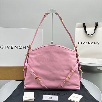 Kitlife Givenchy Voyou medium leather shoulder bag pink - 37x32x6.5 cm