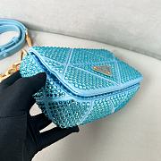 Prada mini crystal-embellished triangle logo shoulder bag blue - 17x11.5x6 cm - 3