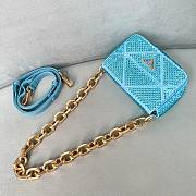 Prada mini crystal-embellished triangle logo shoulder bag blue - 17x11.5x6 cm - 2