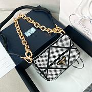 Prada mini crystal-embellished triangle logo shoulder bag black - 17x11.5x6 cm - 1