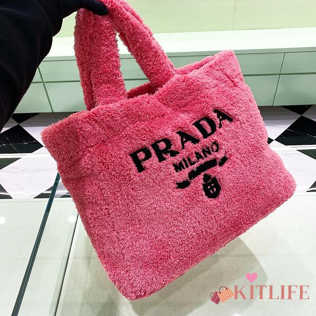 Kitlife Prada Logo Tote Terry Cloth Pink bag - 34x 16x 40 cm - 1