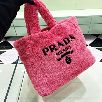 Kitlife Prada Logo Tote Terry Cloth Pink bag - 34x 16x 40 cm