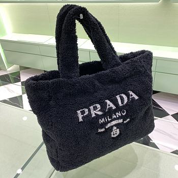 Kitlife Prada Logo Tote Terry Cloth Black bag - 34x 16x 40 cm