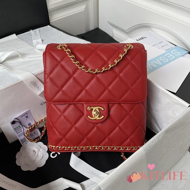 Kitlife Chanel logo red bag - 22×21×9cm - 1
