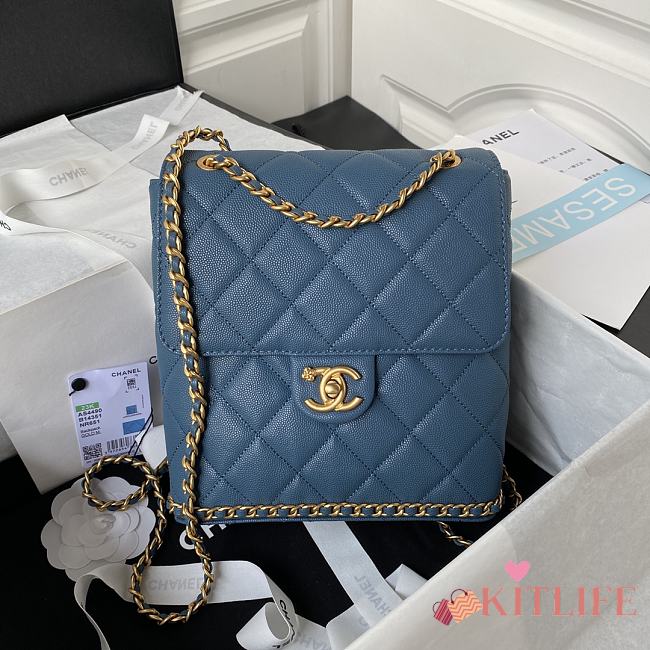 Kitlife Chanel logo blue bag - 22×21×9cm - 1