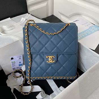 Kitlife Chanel logo blue bag - 22×21×9cm