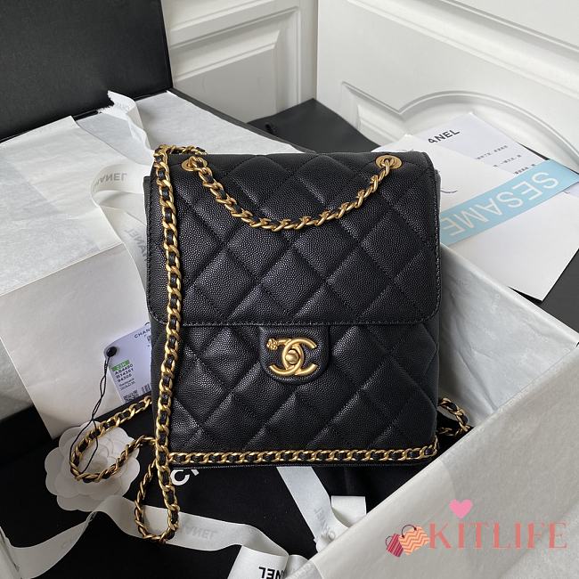 Kitlife Chanel logo black bag - 22×21×9cm - 1
