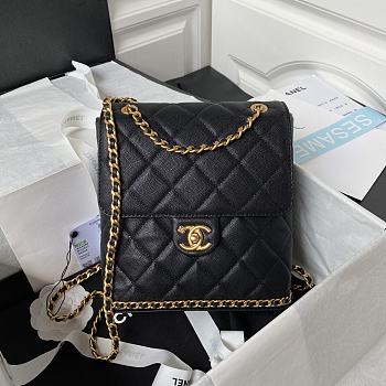 Kitlife Chanel logo black bag - 22×21×9cm