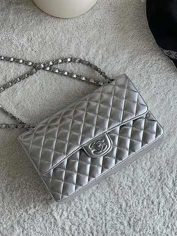 Chanel silver Flap Bag Lambskin - 25 cm