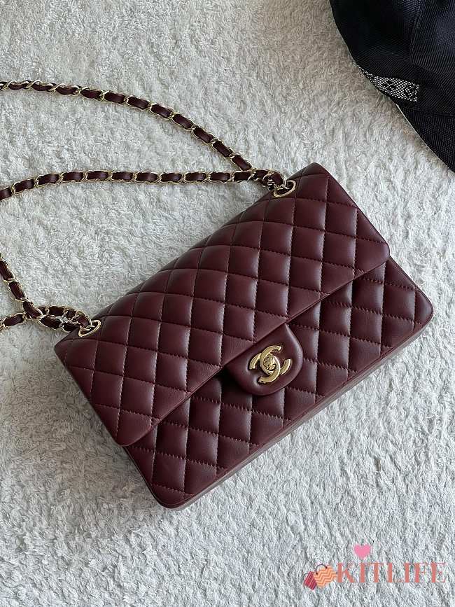 Chanel wine red Flap Bag Lambskin - 25 cm - 1