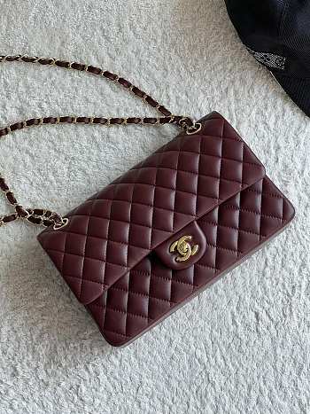 Chanel wine red Flap Bag Lambskin - 25 cm