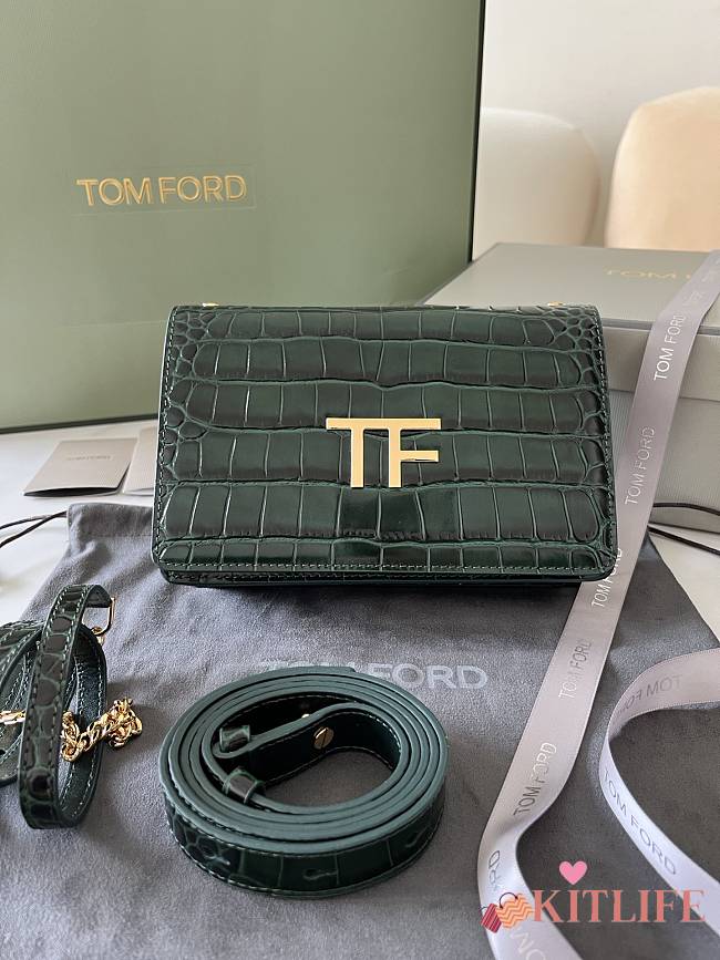 kitlife Tom Ford 2way green shiny leather bag - 16x10x4 cm  - 1