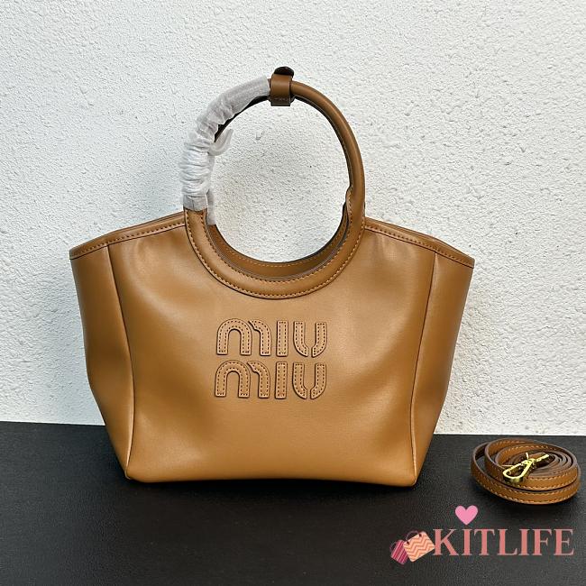 Kitlife MiuMiu hobo logo tote bag brown - 12x22x23 cm - 1