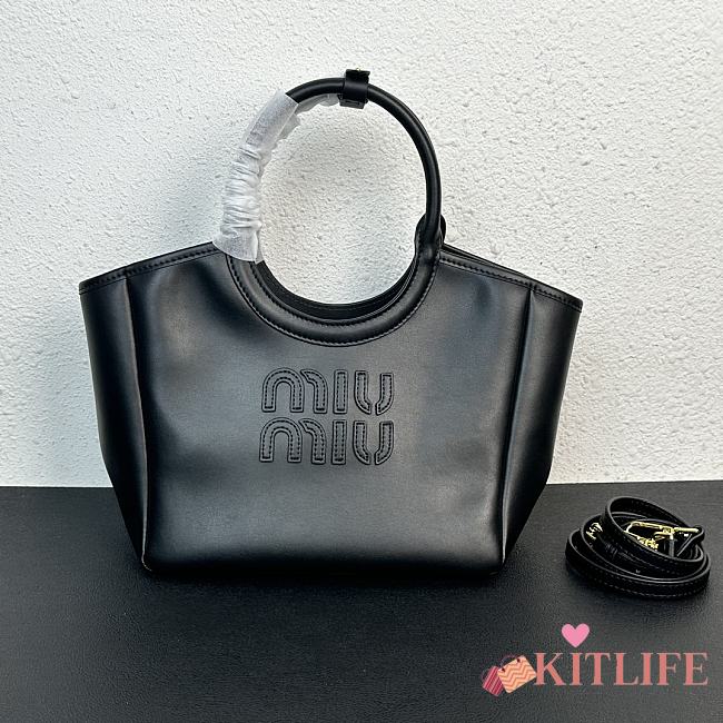 Kitlife MiuMiu hobo logo tote bag black - 12x22x23 cm - 1