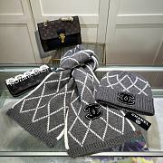 Chanel Knit Hat & Scarf Set Gray 01 - 2