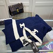 Chanel Knit Hat & Scarf Set Blue 02 - 1
