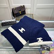 Chanel Knit Hat & Scarf Set Blue 02 - 3
