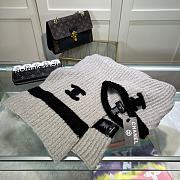 Chanel Knit Hat & Scarf Set gray 03 - 3