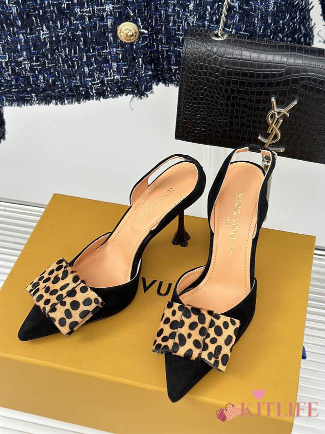 Kitlife LV Blossom Slingback Pump Black - 9.5 cm heels - 1