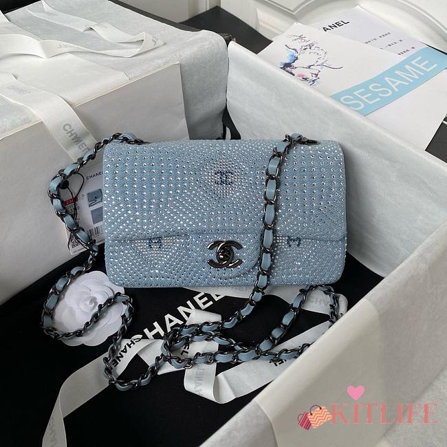 Kitlife chanel flapbag bling bling blue bag -25 cm - 1