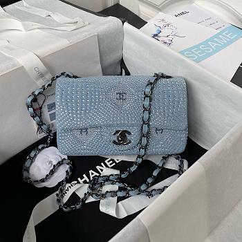 Kitlife chanel flapbag bling bling blue bag -25 cm