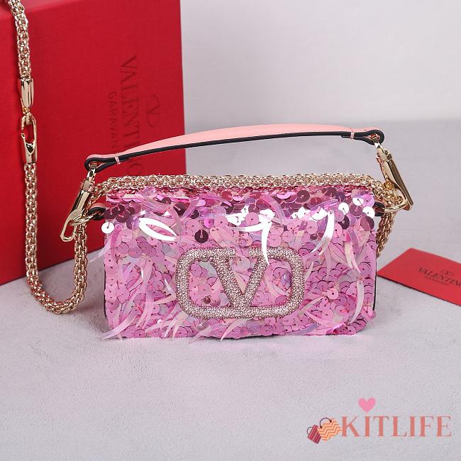 Kitlife Valentiano Garavani loco 3D Vlogo pink bag - 19x10.5x5 cm - 1