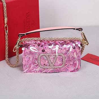 Kitlife Valentiano Garavani loco 3D Vlogo pink bag - 19x10.5x5 cm