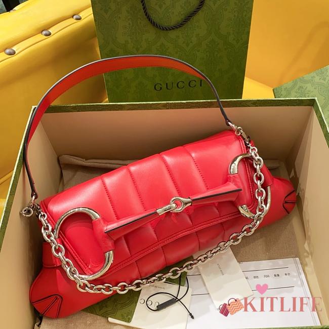 Kitlife GUCCI Horsebit chain shoulder bag red - 38x15x16 cm - 1