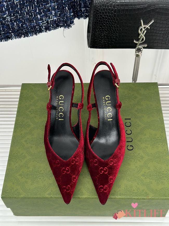 Kitlife gucci slingback pumps red hight heel 4cm - 1
