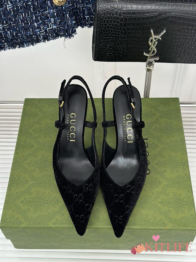 Kitlife gucci slingback pumps black hight heel 4cm - 1