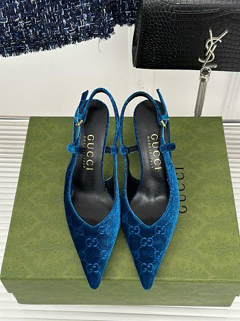 Kitlife gucci slingback pumps blue hight heel 4cm