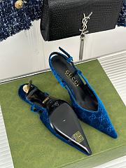 Kitlife gucci slingback pumps blue hight heel 4cm - 2