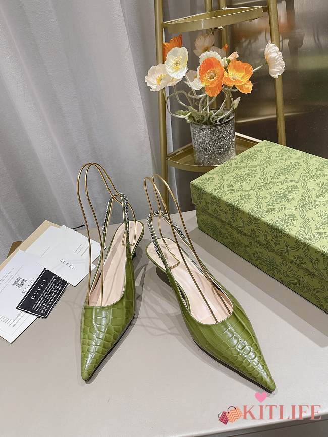 Kitlife Gucci slingback pump heels green  - 1