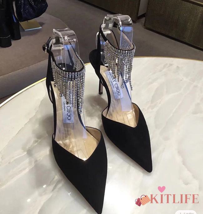 Kitlife kitlife Jimmy Choo black bling bling 85 mm heels - 1