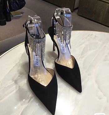 Kitlife kitlife Jimmy Choo black bling bling 85 mm heels