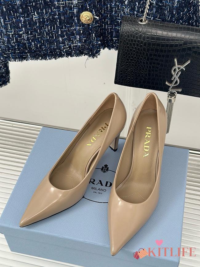 Kitlife Prada 85mm brushed-leather pumps beige - 1