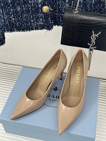 Kitlife Prada 85mm brushed-leather pumps beige