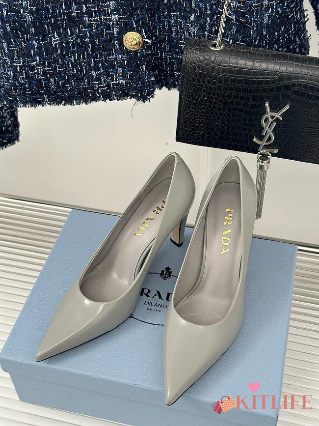 Kitlife Prada 85mm brushed-leather pumps gray - 1