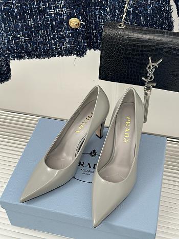 Kitlife Prada 85mm brushed-leather pumps gray