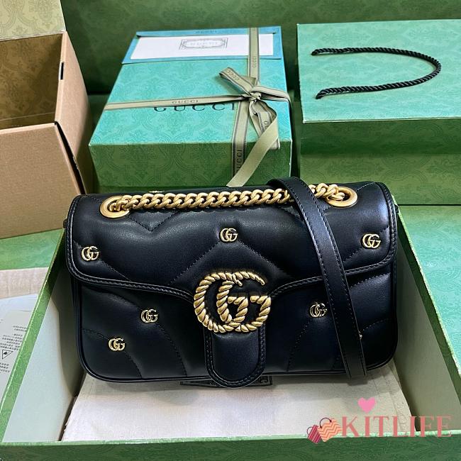 Kitlife Gucci Marmont soft leather black bag - 26x15x7 cm - 1