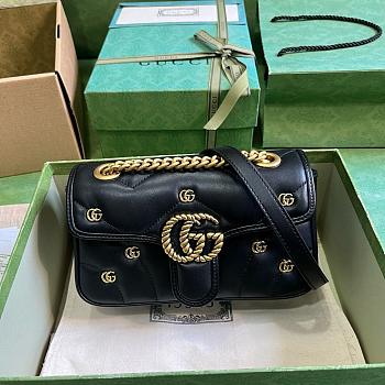 Kitlife Gucci Marmont soft leather black bag - 22x13x6 cm