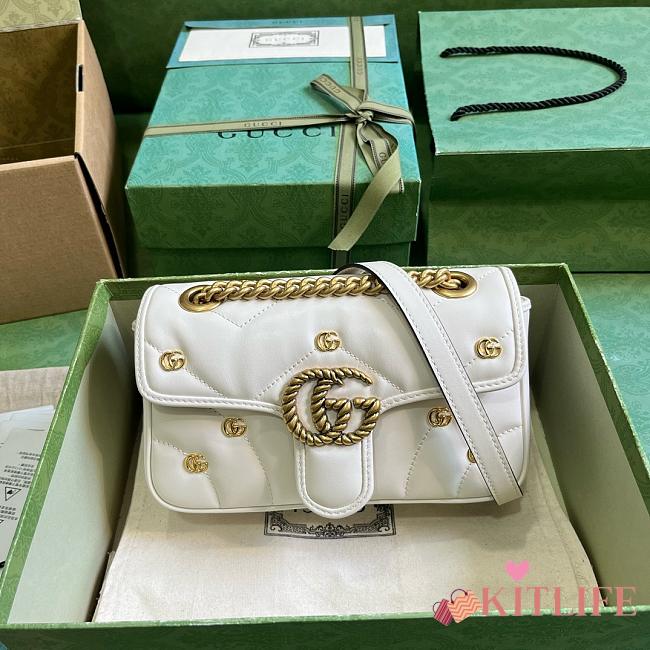 Kitlife Gucci Marmont soft leather white bag - 22x13x6 cm - 1