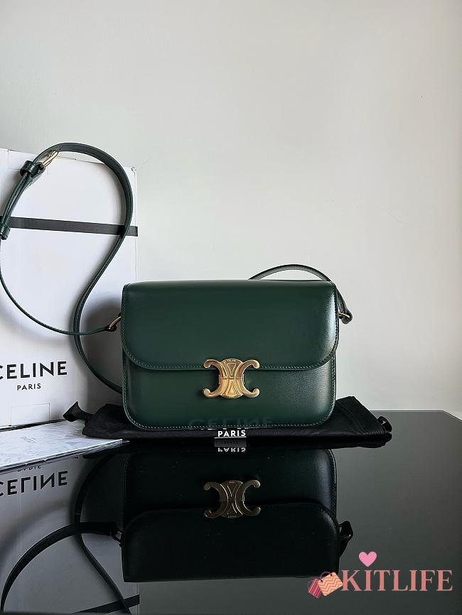 Kitlife Celine triomphe teen green bag - 18.5x14x6 cm - 1