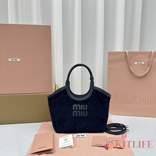 kitlife Miumiu IVY corduroy bag blue bag - 22x12x32 cm - 1