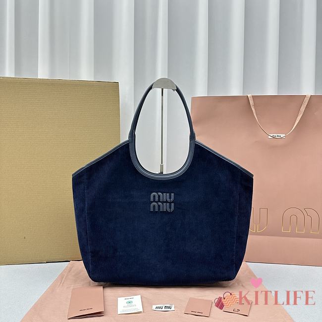 kitlife Miumiu IVY corduroy bag blue bag - 38×16×30cm - 1